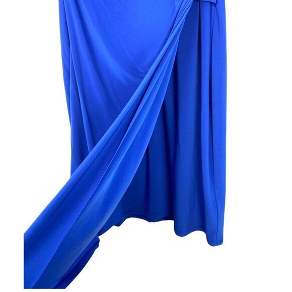 RALPH LAUREN Dress Women's Cobalt Blue V Neck Cocktail Dress with Ruffle US 4 - Picture 7 of 9